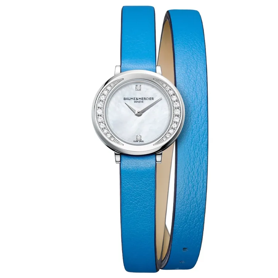 Baume & Mercier 22mm Watch, Blue Leather Strap, front view