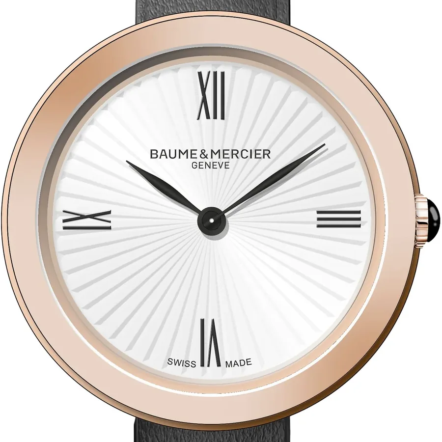 Baume & Mercier 28mm Silver Dial, Black Leather Strap, view 2