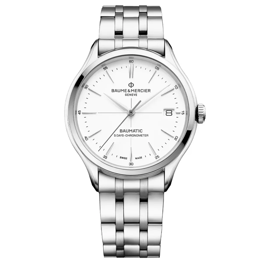 Baume & Mercier 40mm Automatic White Dial, front view