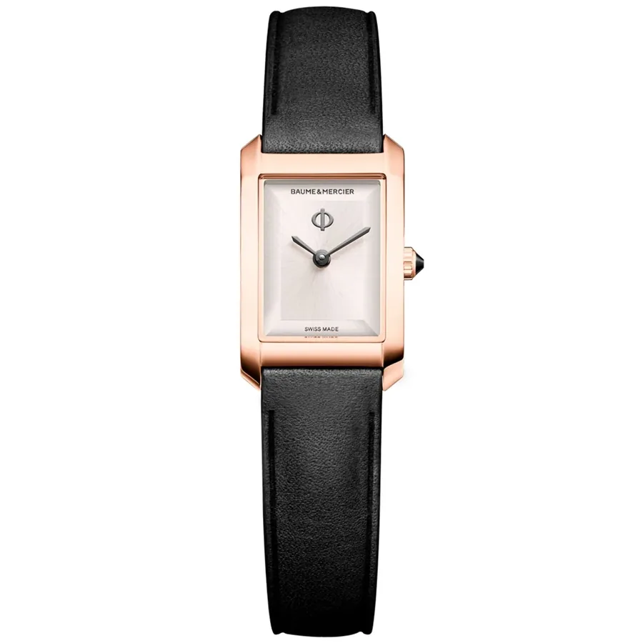 Baume & Mercier Hampton 28mm Silver Dial, Black Leather Strap, front view
