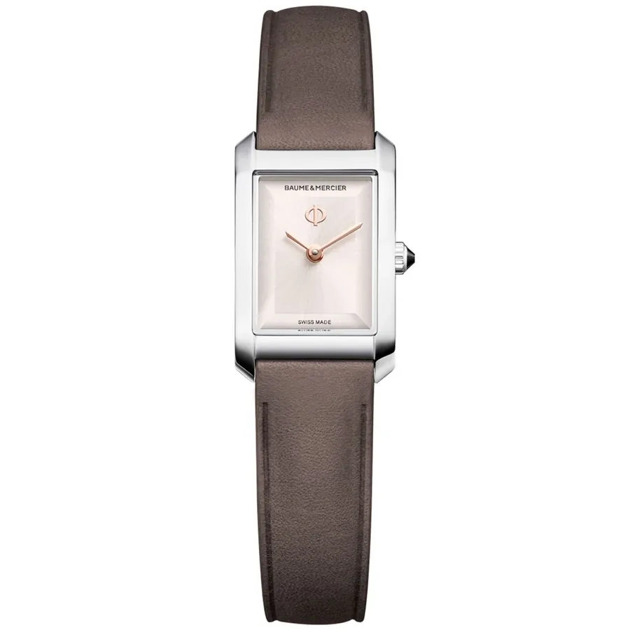 Baume & Mercier Hampton 28mm Silver Dial, Taupe Grey Leather Strap, front view