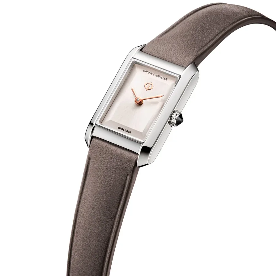 Baume & Mercier Hampton 28mm Silver Dial, Taupe Grey Leather Strap, view 3