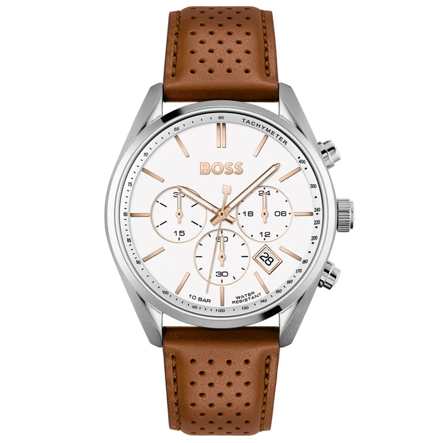 BOSS Champion Chronograph White Dial, front view