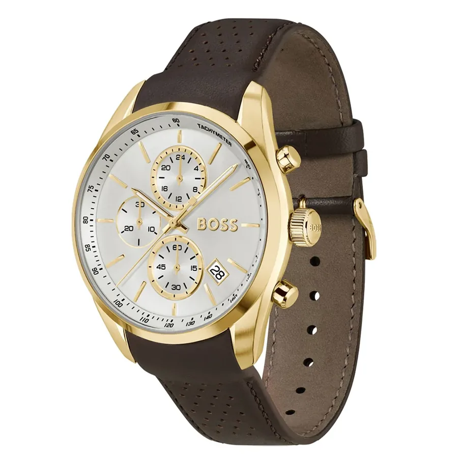 BOSS Grand Prix 44 44mm Chronograph White Dial, Brown Leather Strap, Ref. 1514225, view 3