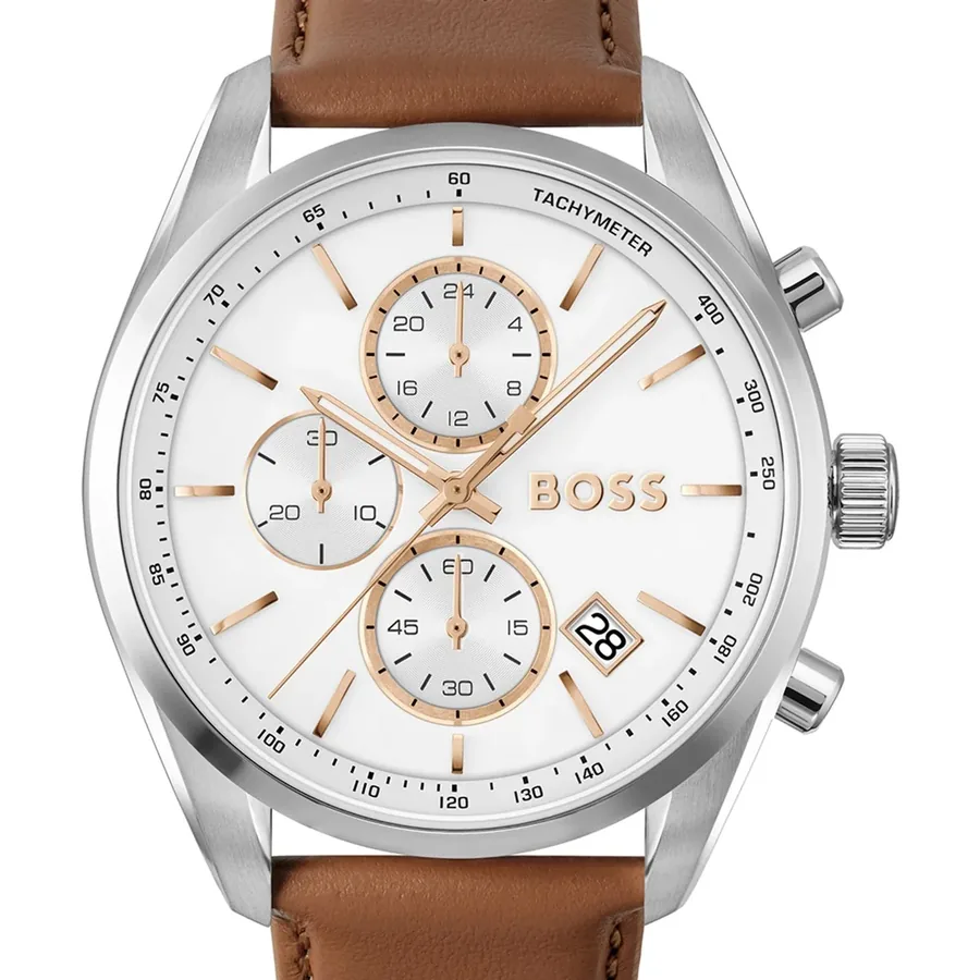 BOSS Grand Prix 44 44mm Chronograph White Dial, Brown Leather Strap, Ref. 1514313, view 3