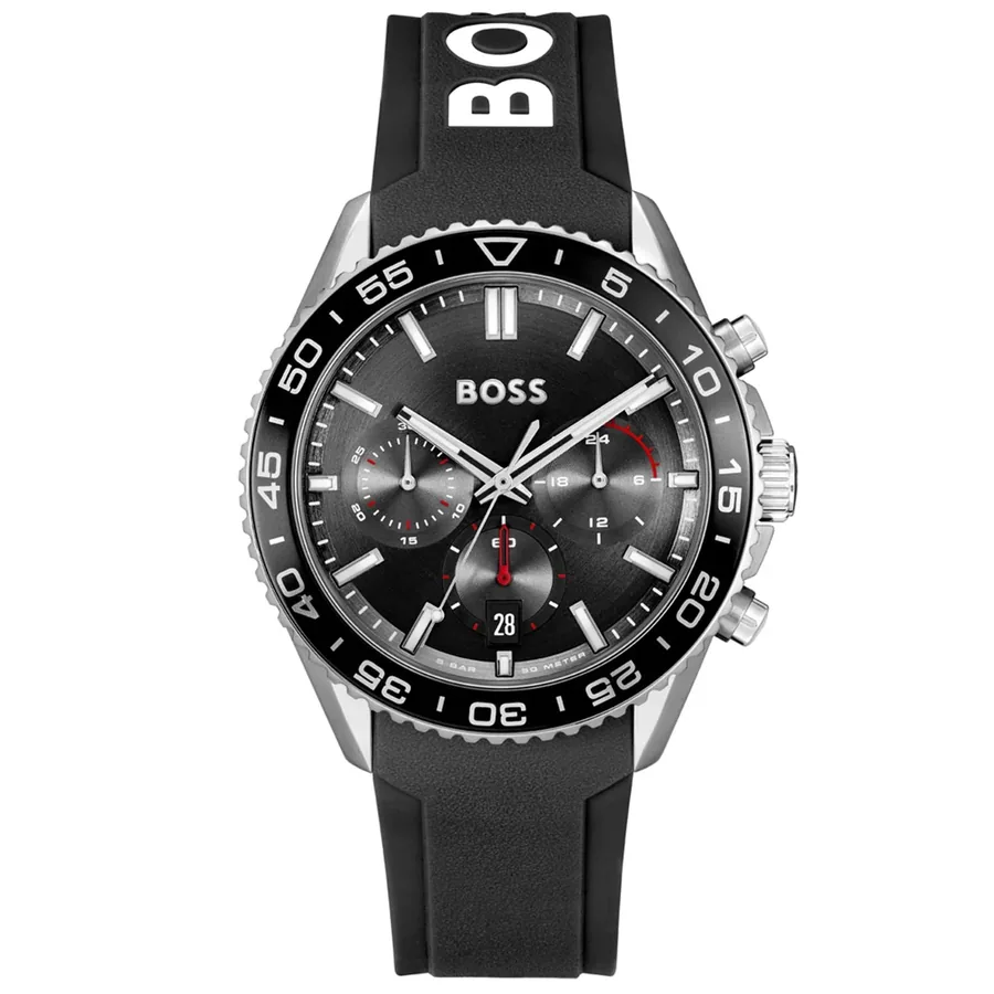 BOSS Runner 43mm Chronograph Black Dial, front view