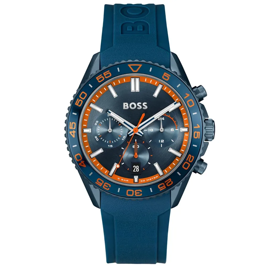BOSS Runner 43mm Chronograph Blue Dial, front view