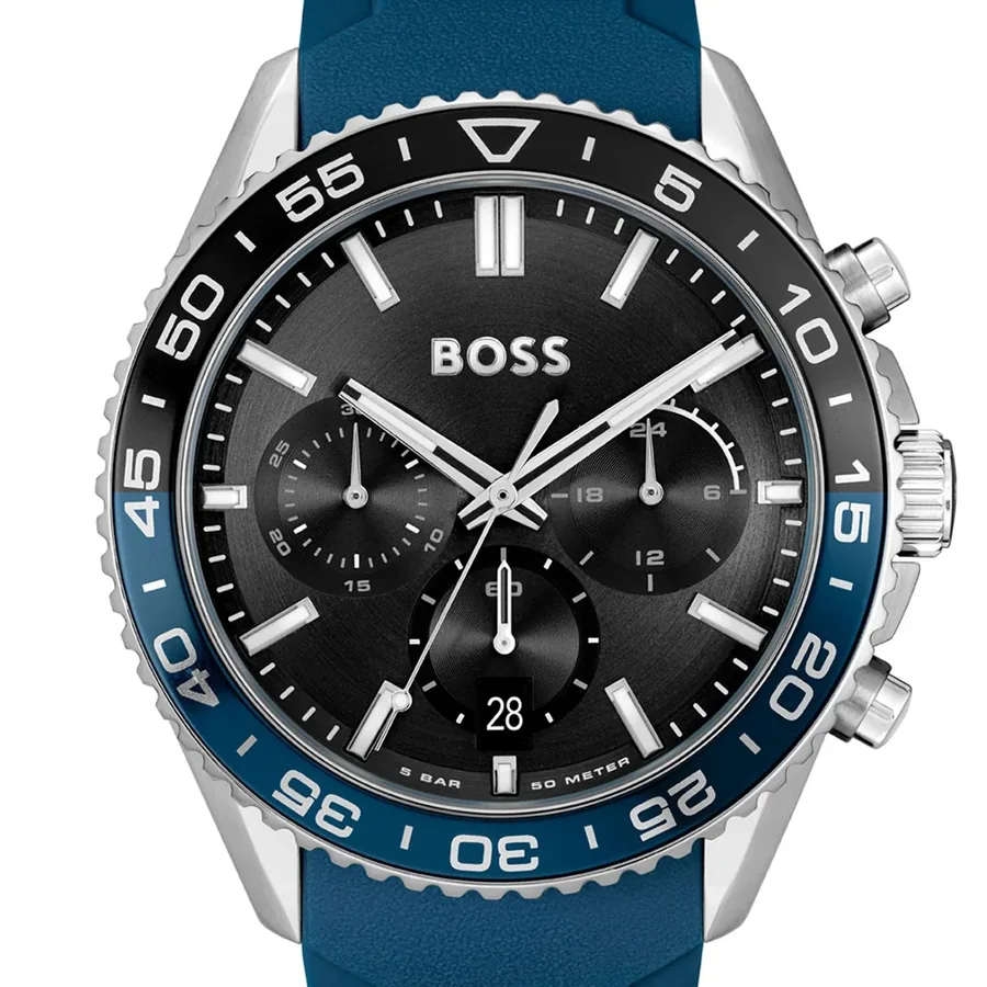 BOSS Runner Chrono 43mm Black Dial, Blue Rubber Strap, view 2