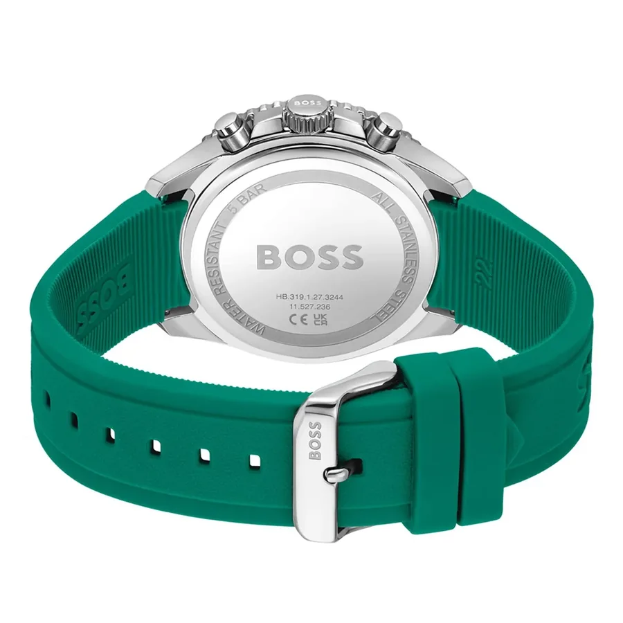 BOSS Runner Chrono 43mm Black Dial, Green Rubber Strap, view 4