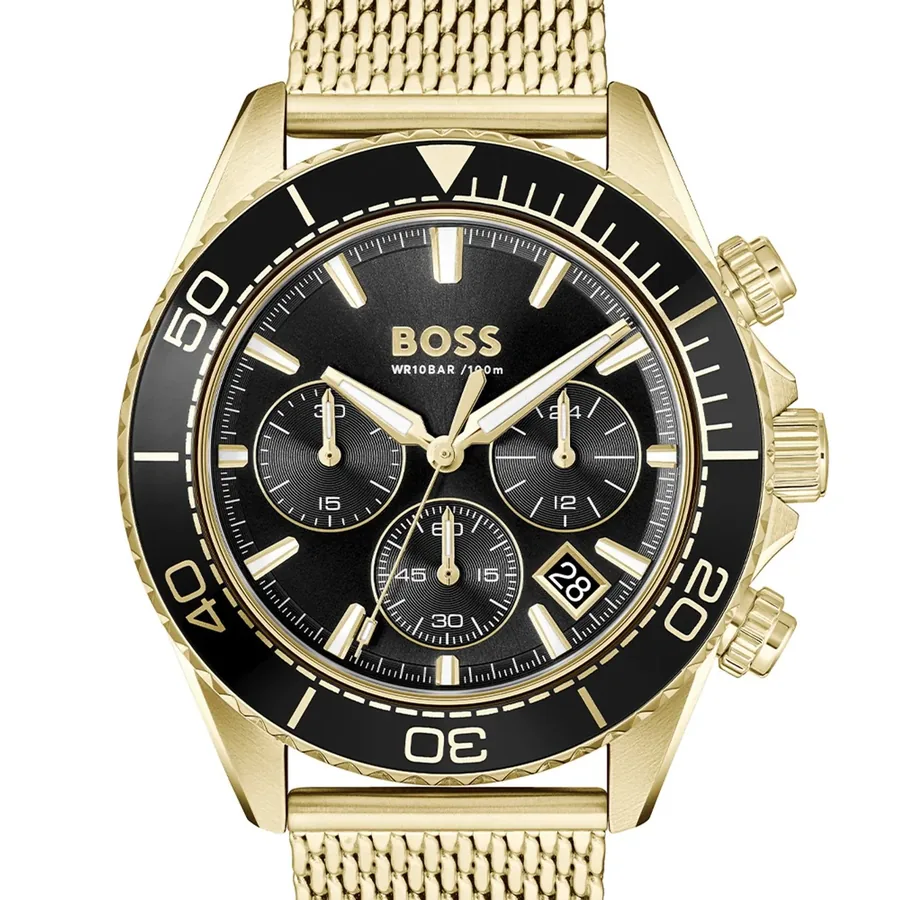 BOSS Sealiner 44mm Chronograph Black Dial, Gold-Tone Stainless Steel Bracelet, view 3