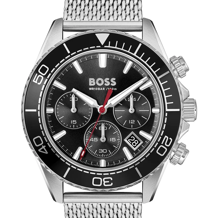 BOSS Sealiner 44mm Chronograph Black Dial, Silver-Tone Stainless Steel Bracelet, view 3
