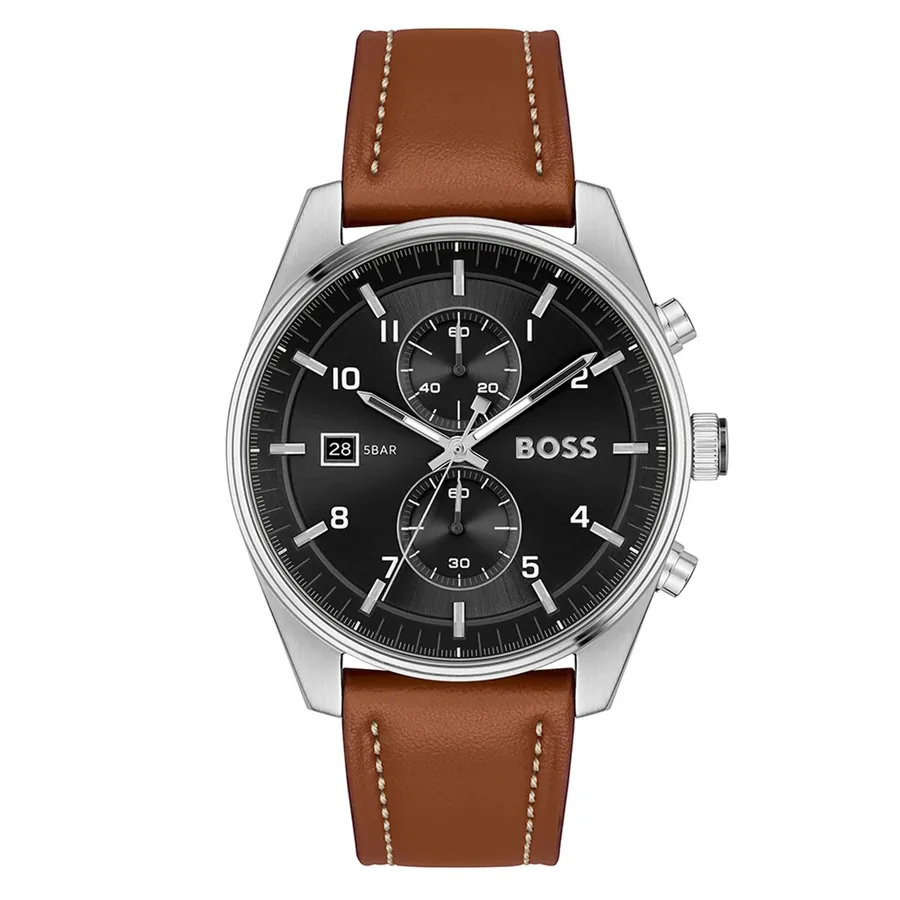 BOSS Skytraveller 44mm Chronograph Black Dial, front view