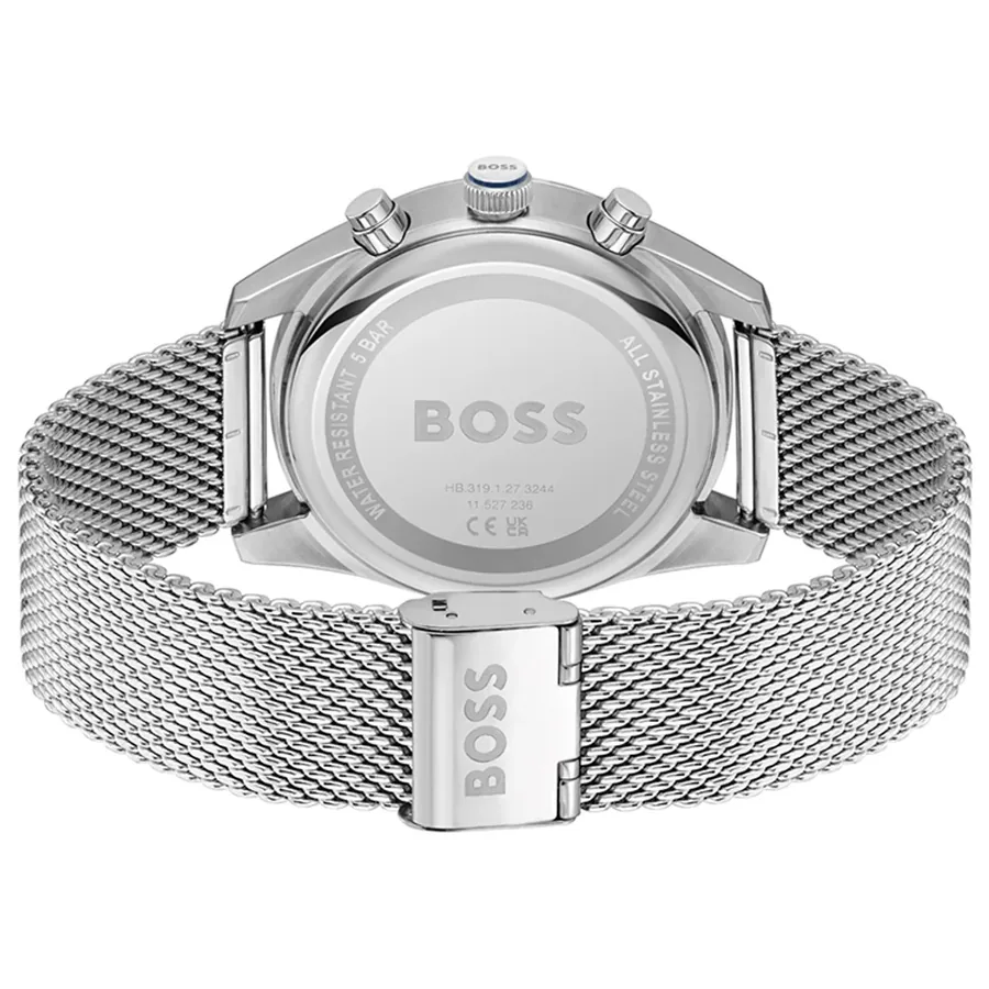 BOSS Skytraveller 44mm Chronograph Blue Dial, Silver-Tone Stainless Steel Bracelet, view 4
