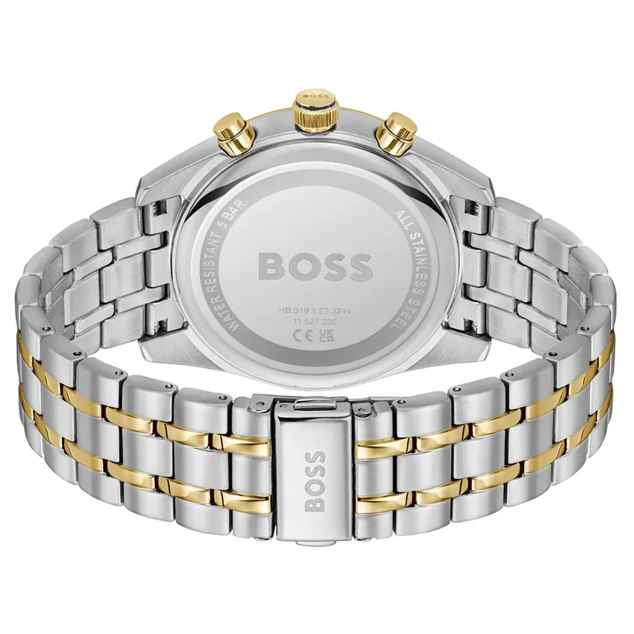 BOSS Skytraveller 44mm Chronograph Blue Dial, Two-Tone Stainless Steel Bracelet, view 4