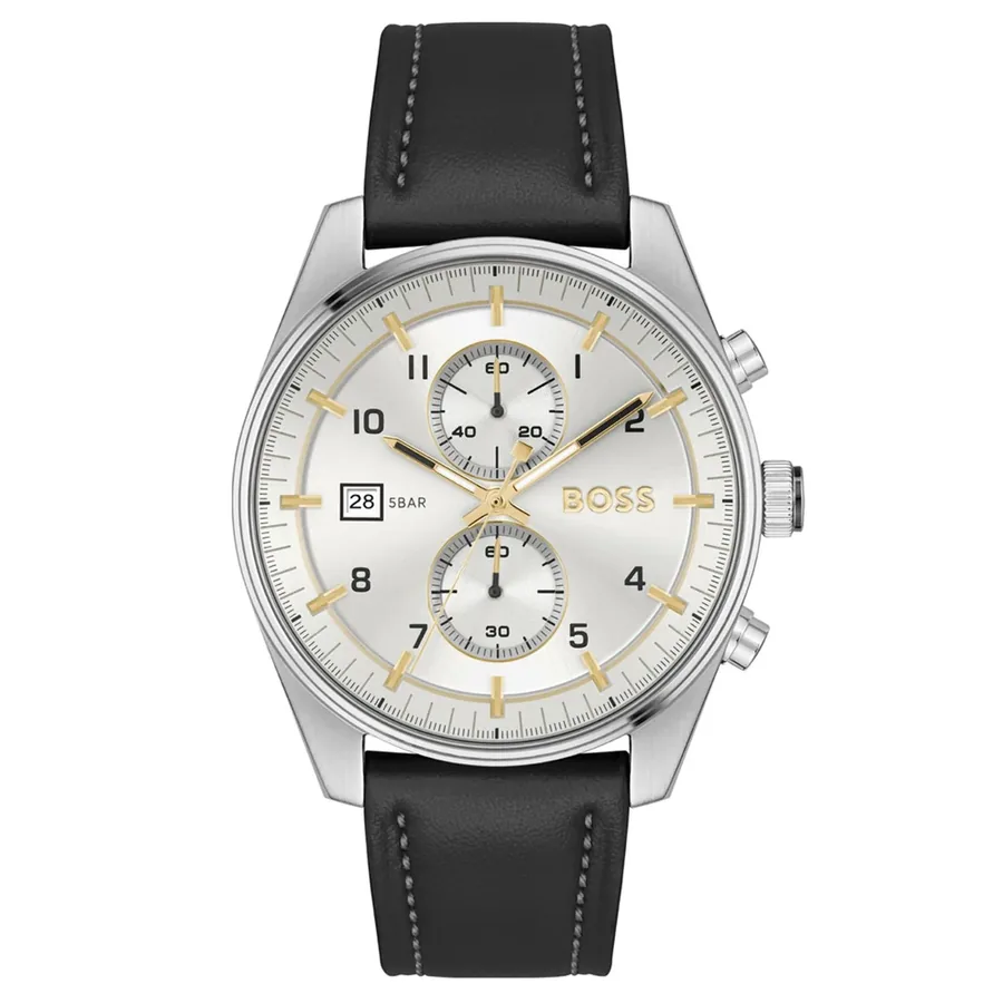 BOSS Skytraveller 44mm Chronograph White Dial, front view