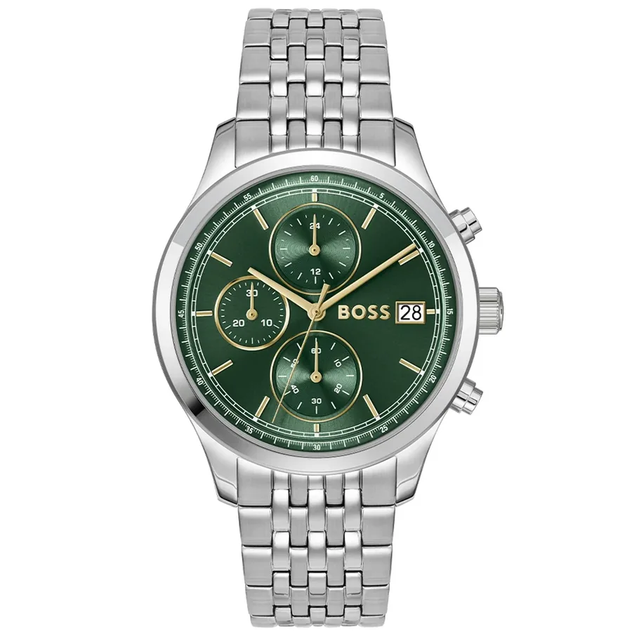 BOSS Stratus 41mm Chronograph Green Dial, front view