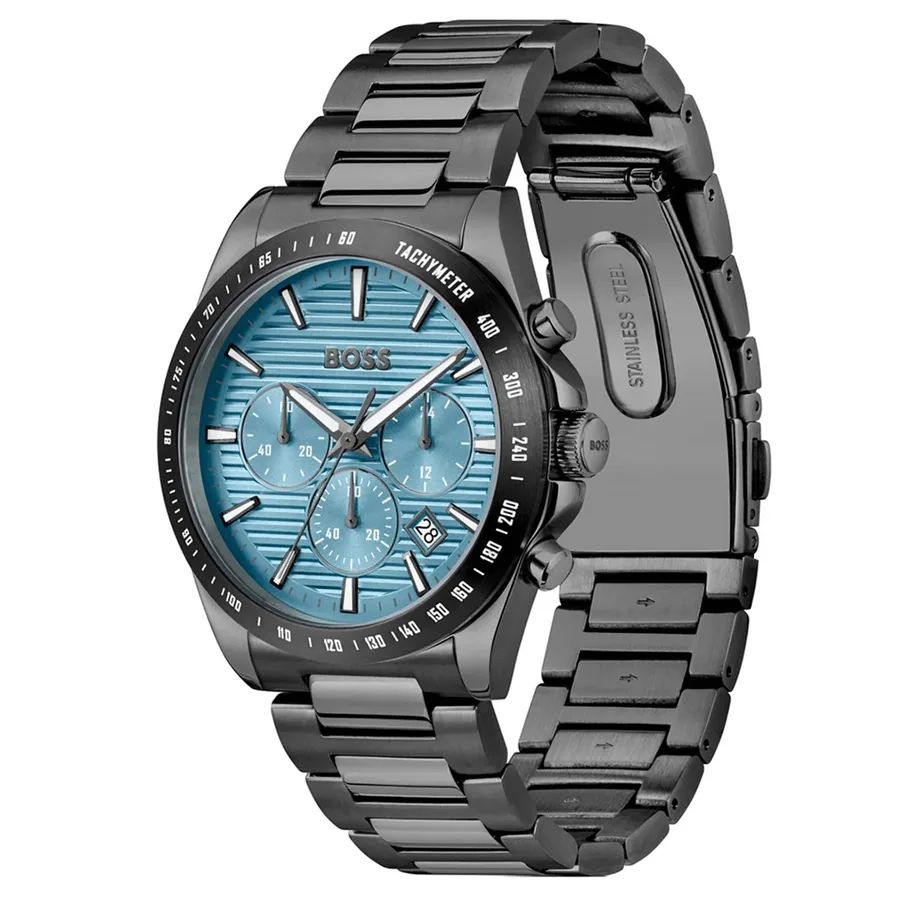 BOSS Strike Chrono 41mm Blue Dial, Grey Stainless Steel Bracelet, view 3