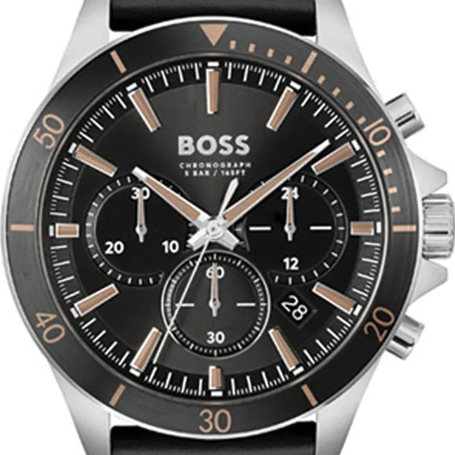BOSS Troper 44mm Chronograph Black Dial, Black Leather Strap, Ref. 1514121, view 2
