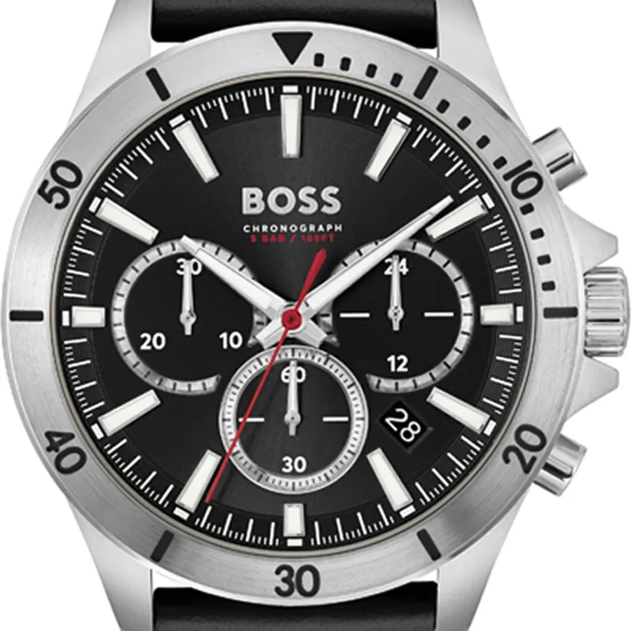 BOSS Troper 44mm Chronograph Black Dial, Black Leather Strap, Ref. 1514055, view 2