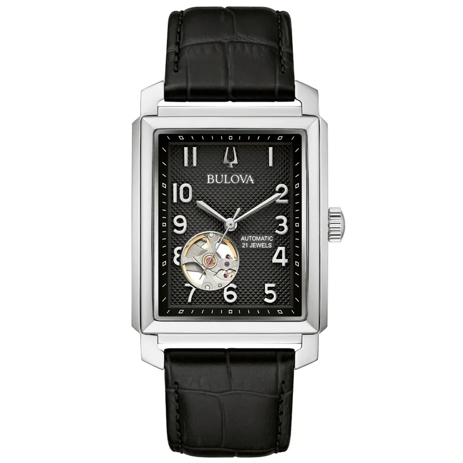 Bulova 33x49mm Automatic Black Dial, front view