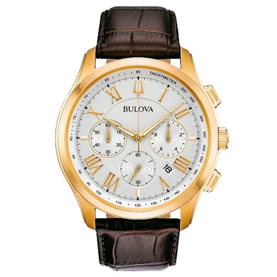Bulova 46mm Chronograph White Dial, front view
