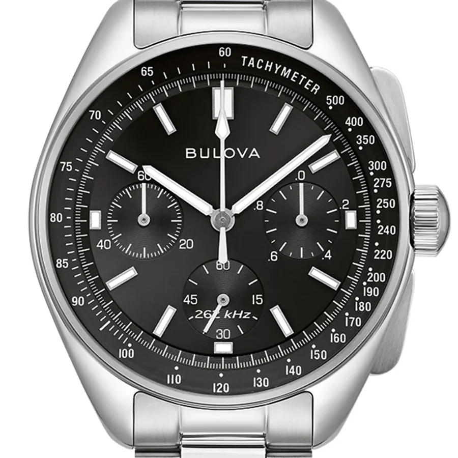 Bulova Archive Series 43mm Chronograph Black Dial, Silver-Tone Stainless Steel Bracelet, Ref. 96K111, view 2