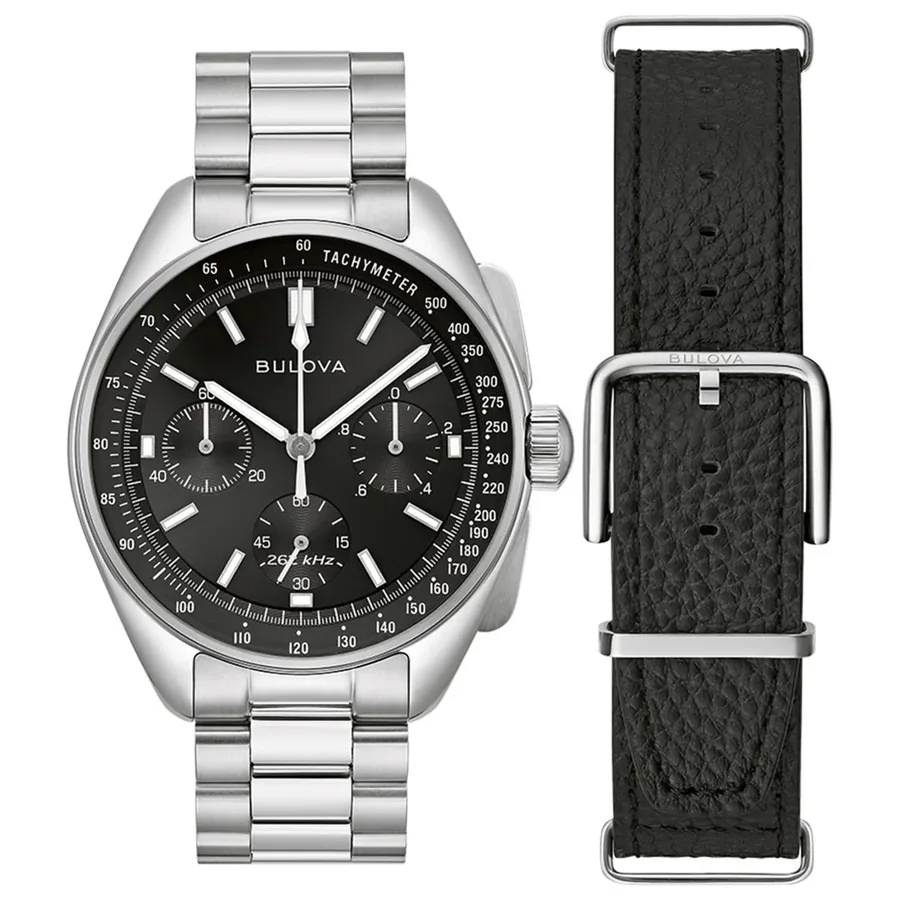 Bulova Archive Series 43mm Chronograph Black Dial, Silver-Tone Stainless Steel Bracelet, Ref. 96K111, view 3