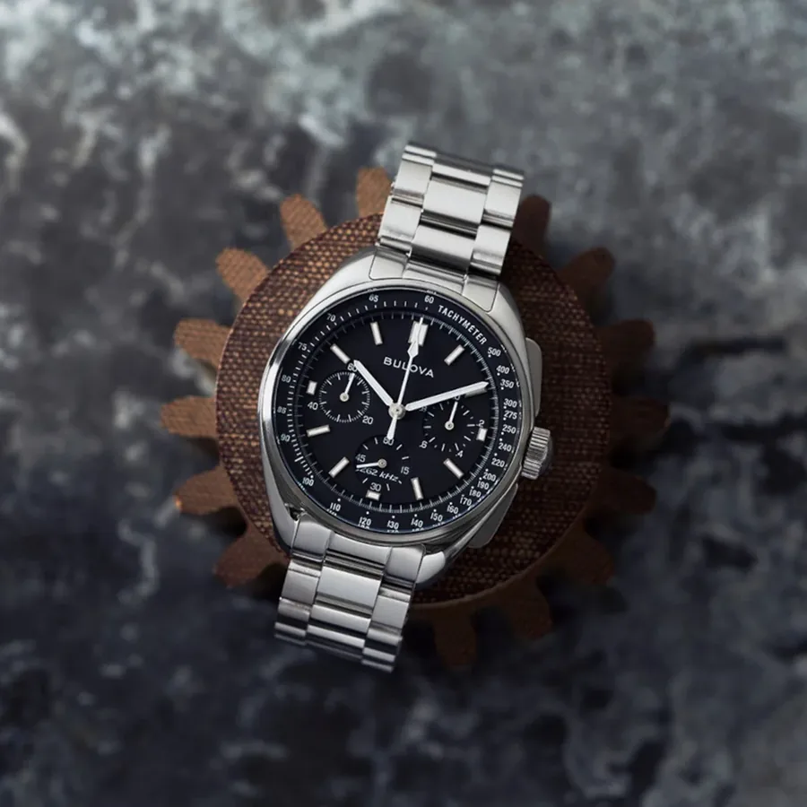 Bulova Archive Series 43mm Chronograph Black Dial, Silver-Tone Stainless Steel Bracelet, Ref. 96K111, view 8