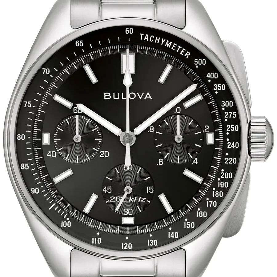 Bulova Archive Series 43mm Chronograph Black Dial, Silver-Tone Stainless Steel Bracelet, Ref. 96K111, view 2