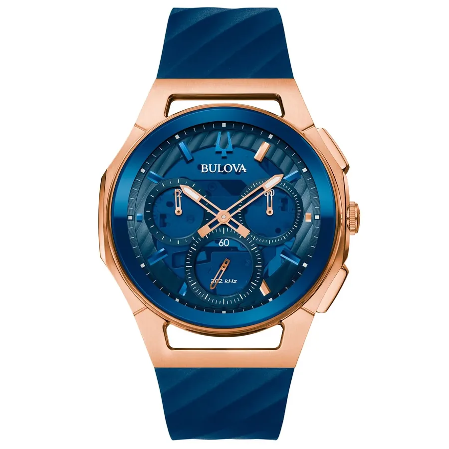 Bulova Curv 44mm Chronograph Blue Dial, front view
