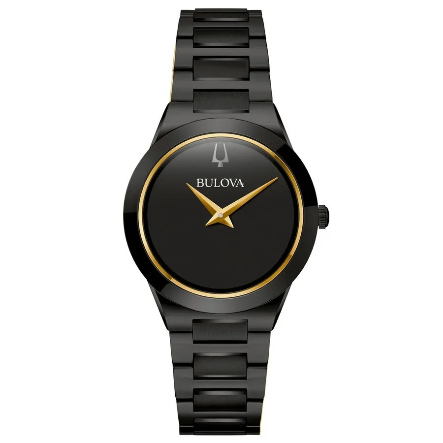 Bulova Futuro 32mm Black Dial, Black Stainless Steel Bracelet, Ref. 98L314, front view