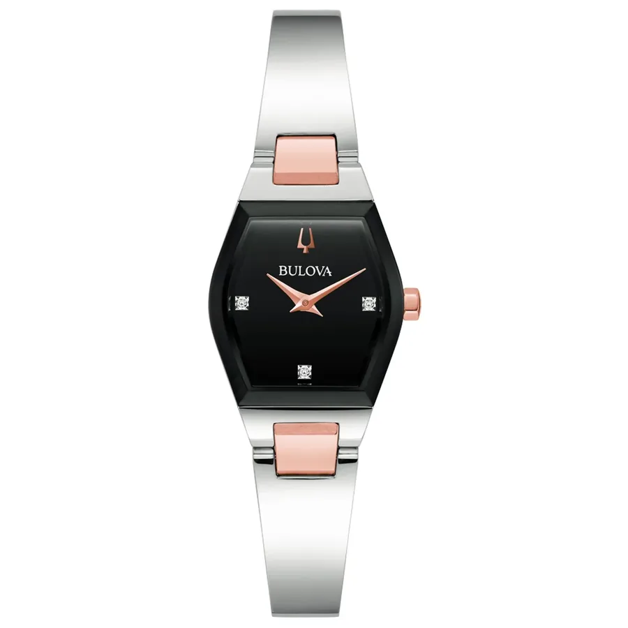 Bulova Gemini 33mm Black Dial, front view