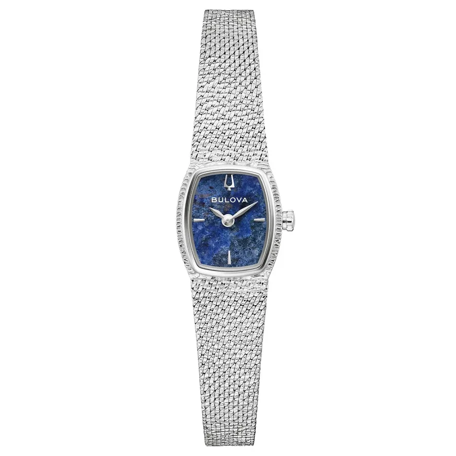 Bulova Goddess Of Time 17mm Blue Dial, Silver-Tone Stainless Steel Bracelet, Ref. 96L343, front view