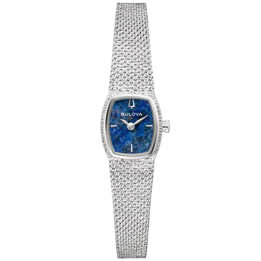 Bulova Goddess Of Time 17mm Blue Dial, Silver-Tone Stainless Steel Bracelet, Ref. 96L343, front view