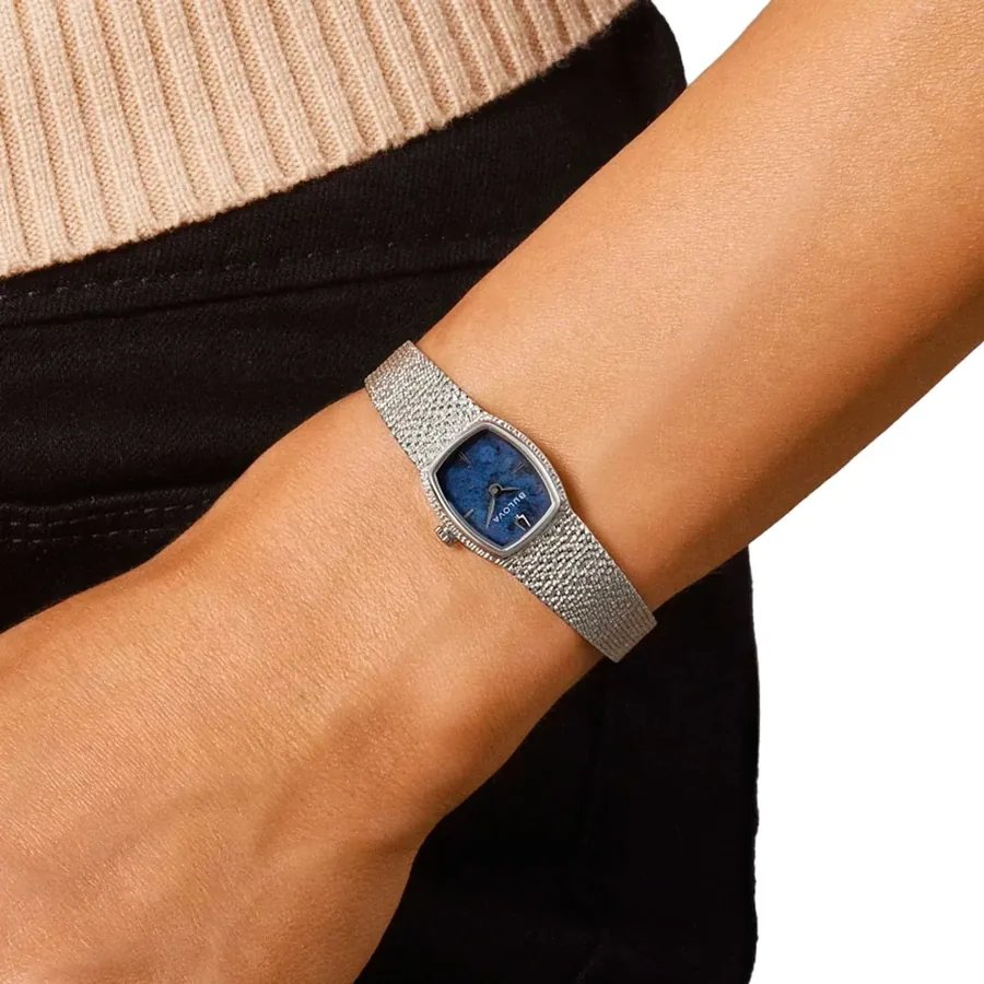 Bulova Goddess Of Time 17mm Blue Dial, Silver-Tone Stainless Steel Bracelet, Ref. 96L343, view 2