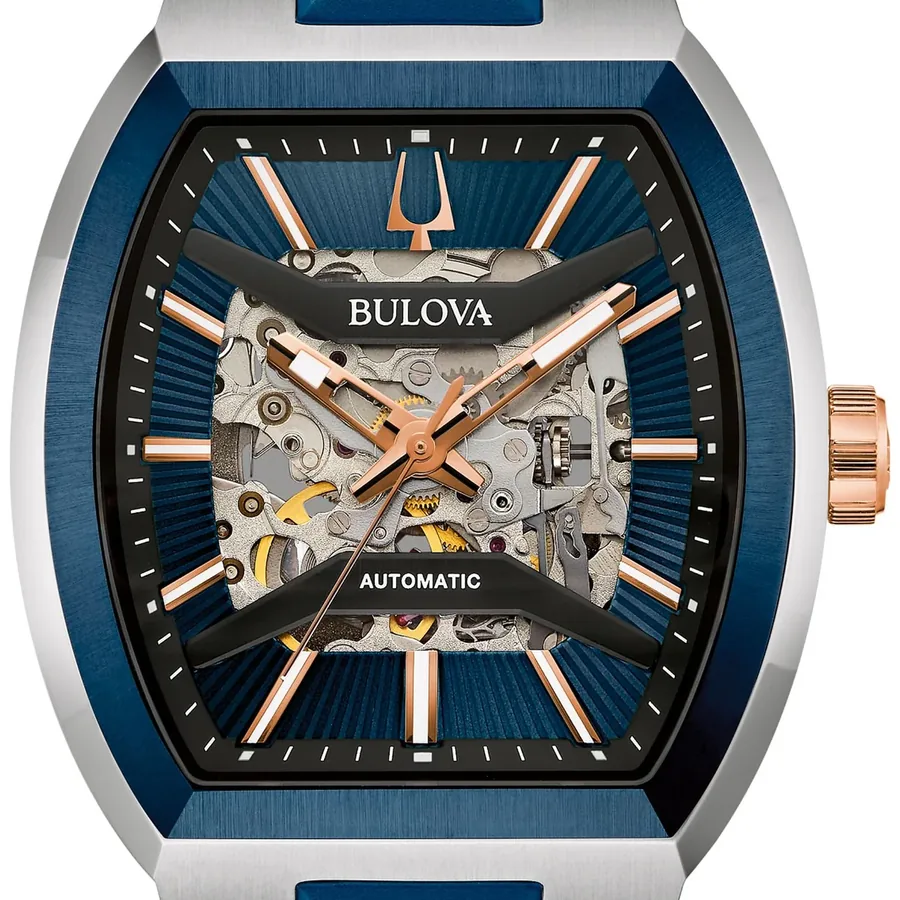 Bulova Maquina 40mm Automatic Blue Dial, Blue Silicone Strap, view 2