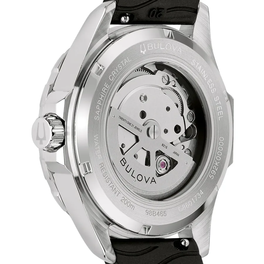 Bulova Marine Star 41mm Automatic Green Dial, Black Silicone Strap, view 6