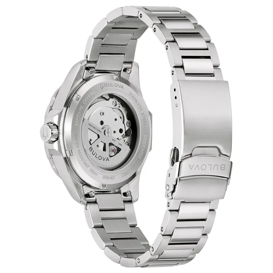 Bulova Marine Star 41mm Automatic Green Dial, Silver and Gold-Tone Stainless Steel Bracelet, view 4