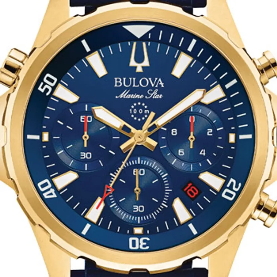 Bulova Marine Star 43mm Blue Dial, Blue Leather Strap, view 2