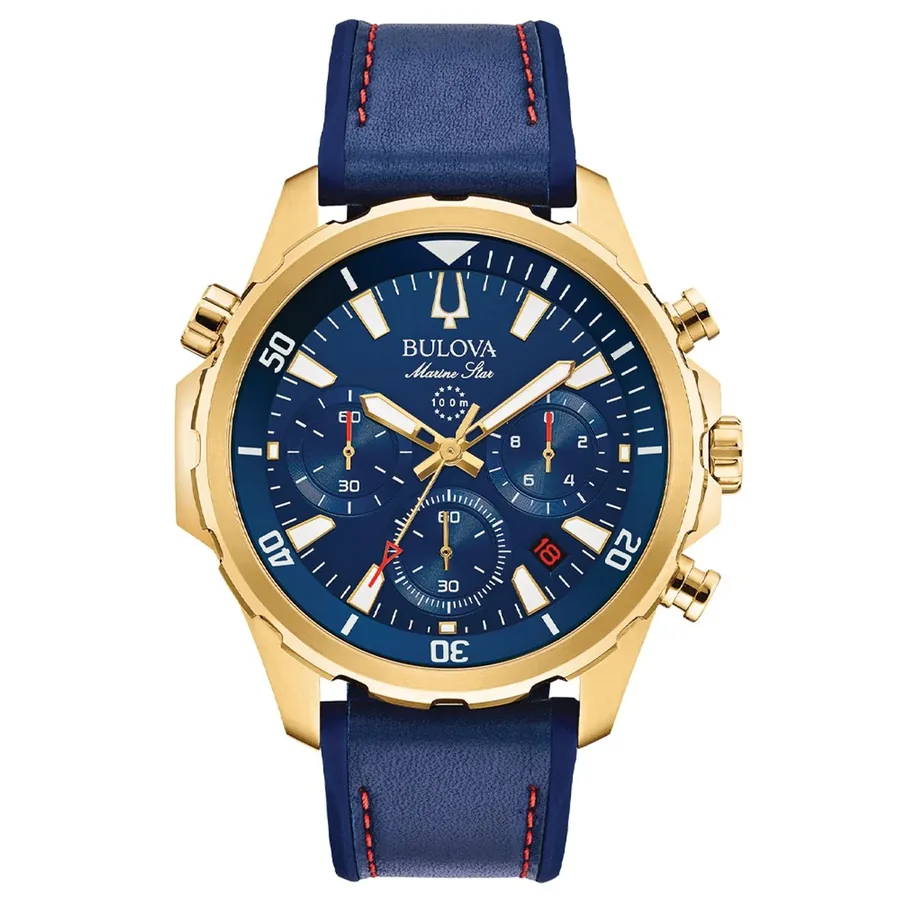 Bulova Marine Star 43mm Blue Dial, Blue Leather Strap, view 3
