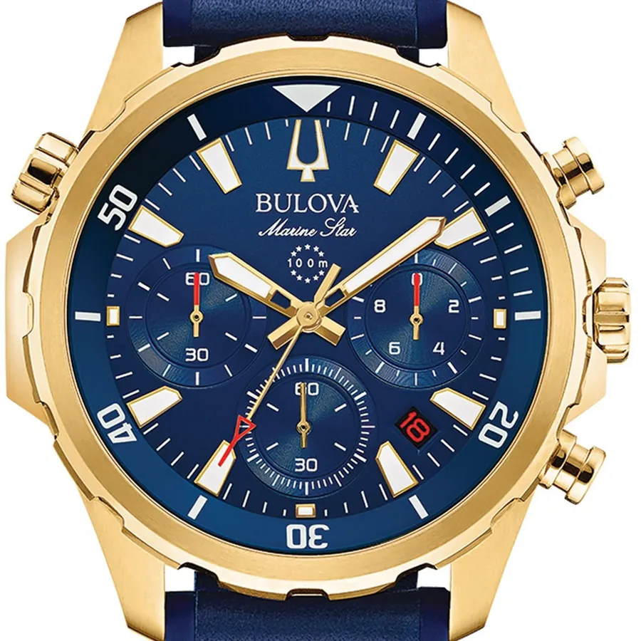 Bulova Marine Star 43mm Blue Dial, Blue Leather Strap, view 4