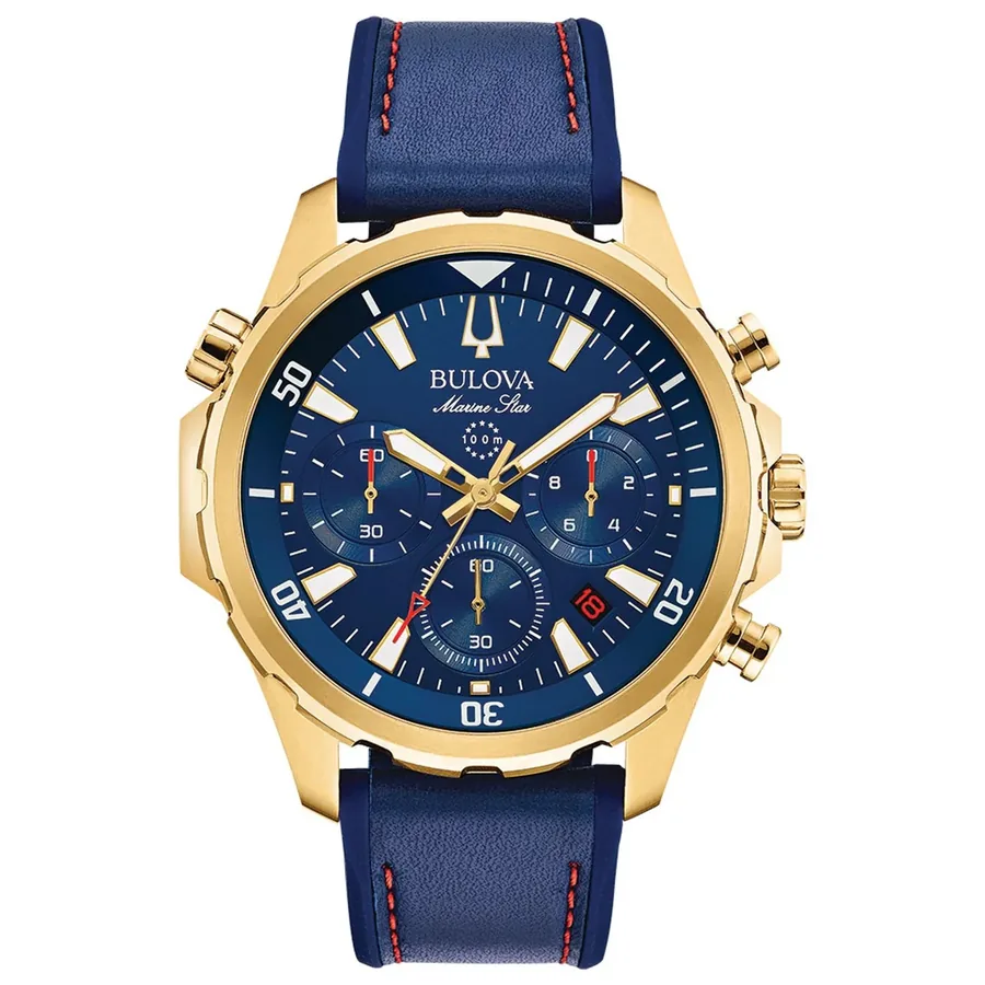 Bulova Marine Star 43mm Blue Dial, Blue Leather Strap, view 8