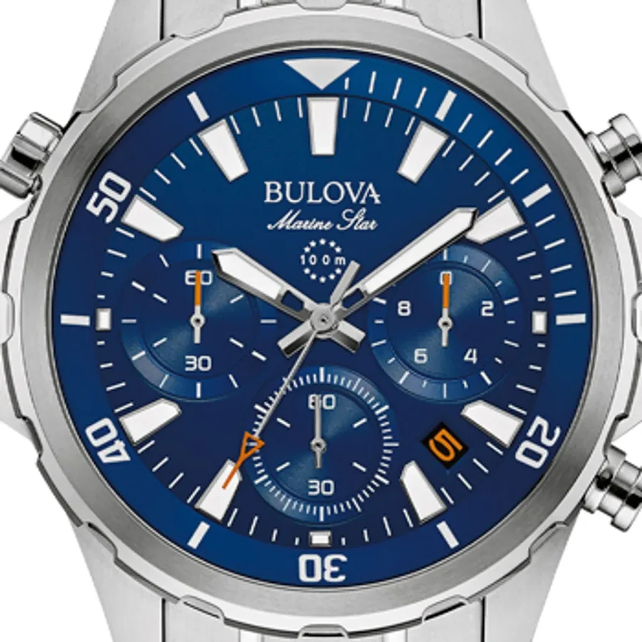 Bulova Marine Star 43mm Blue Dial, Silver-Tone Stainless Steel Bracelet, view 2