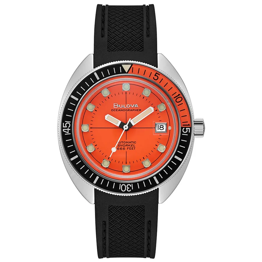 Bulova Oceanographer 41mm Automatic Orange Dial, front view