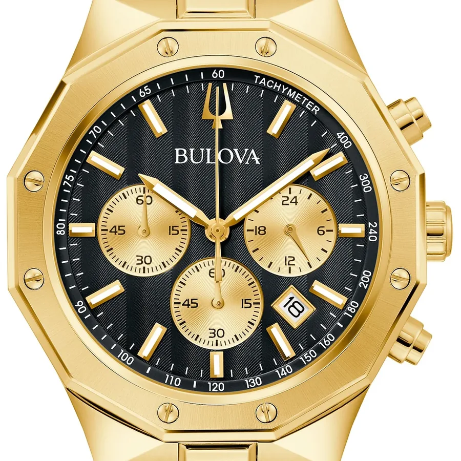 Bulova Prestige 40mm Chronograph White Dial, Gold-Tone Stainless Steel Bracelet, Ref. 97B232, view 2