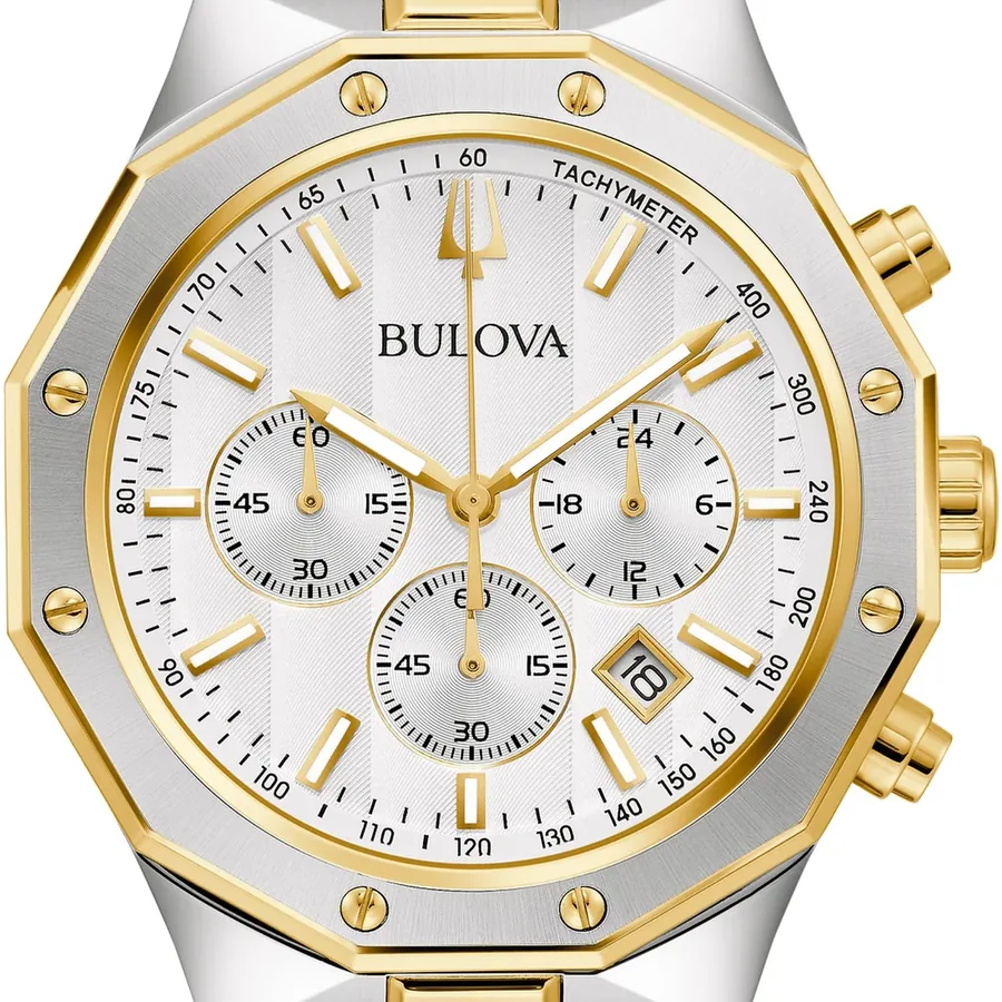 Bulova Prestige 40mm Chronograph White Dial, Two-Tone Stainless Steel Bracelet, view 2
