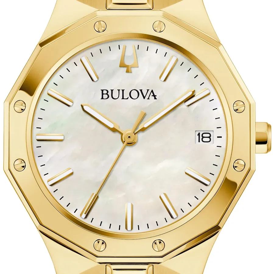 Bulova Prestige 40mm Chronograph White Dial, Gold-Tone Stainless Steel Bracelet, Ref. 97M119, view 2