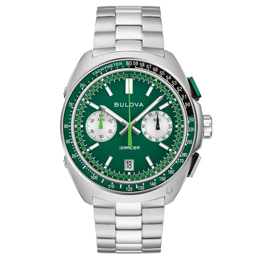 Bulova Racer 42mm Chronograph Green Dial, front view
