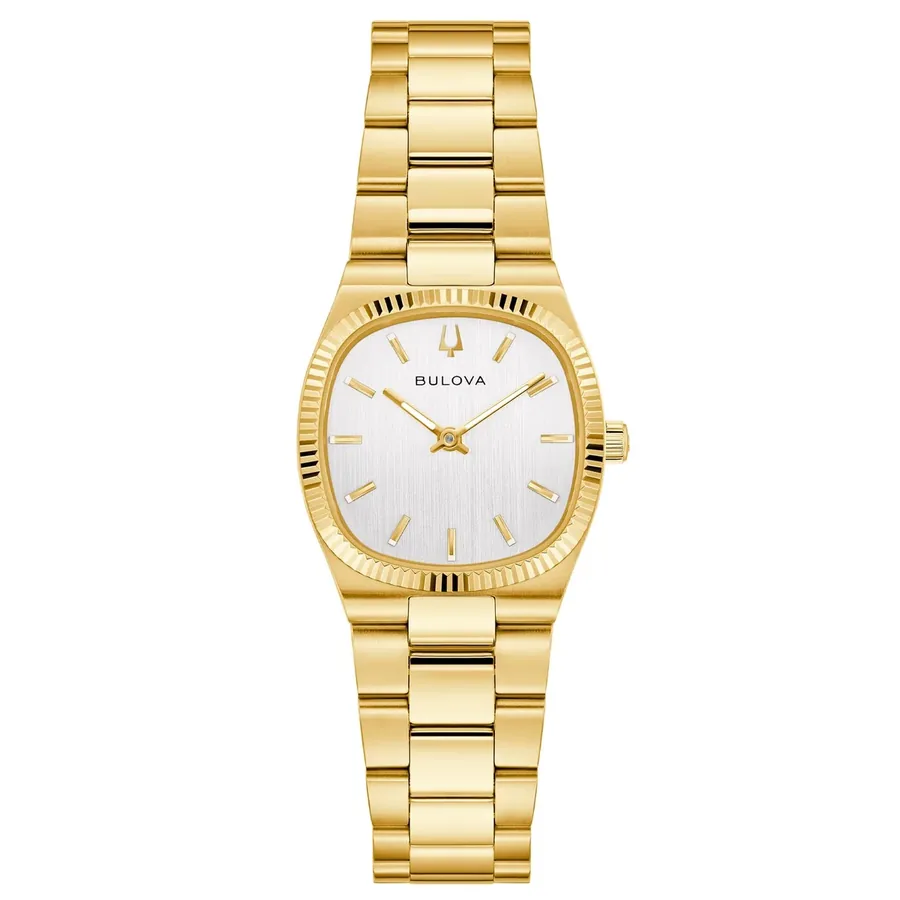 Bulova Super Seville 25mm White Dial, Gold-Tone Stainless Steel Bracelet, Ref. 97L189, front view