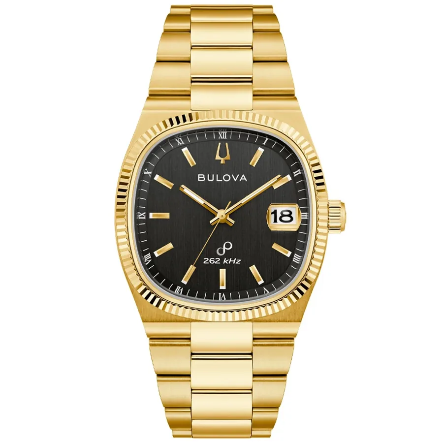 Bulova Super Seville 38mm Green Dial, Gold-Tone Stainless Steel Bracelet, Ref. 97B246, front view